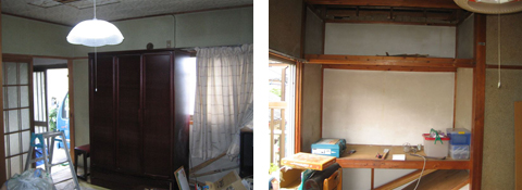 戸建住宅リフォーム前の１階玄関と２階部屋